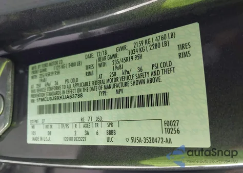 2019 Ford Escape Titanium from USA, damaged, VIN 1FMCU0J9XKUA63788